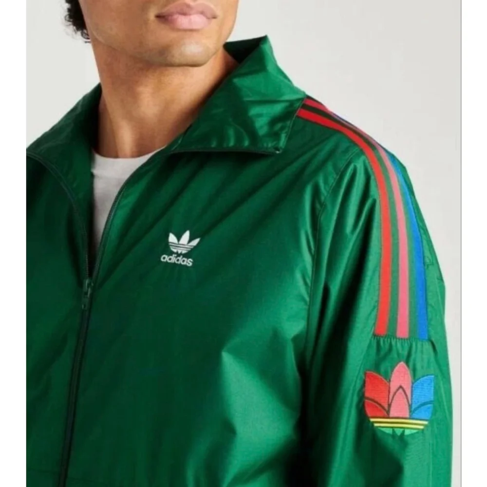 Adidas Trefoil 3 stripes track jacket green size L